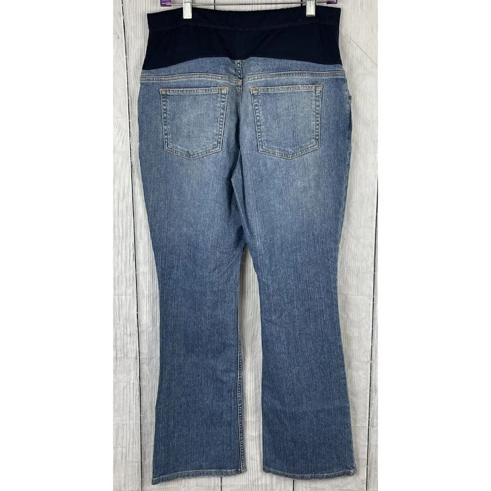 Liz Lange Maternity Blue Jeans Size 8 Stretch Boot Cut Elastic Tummy Panel
